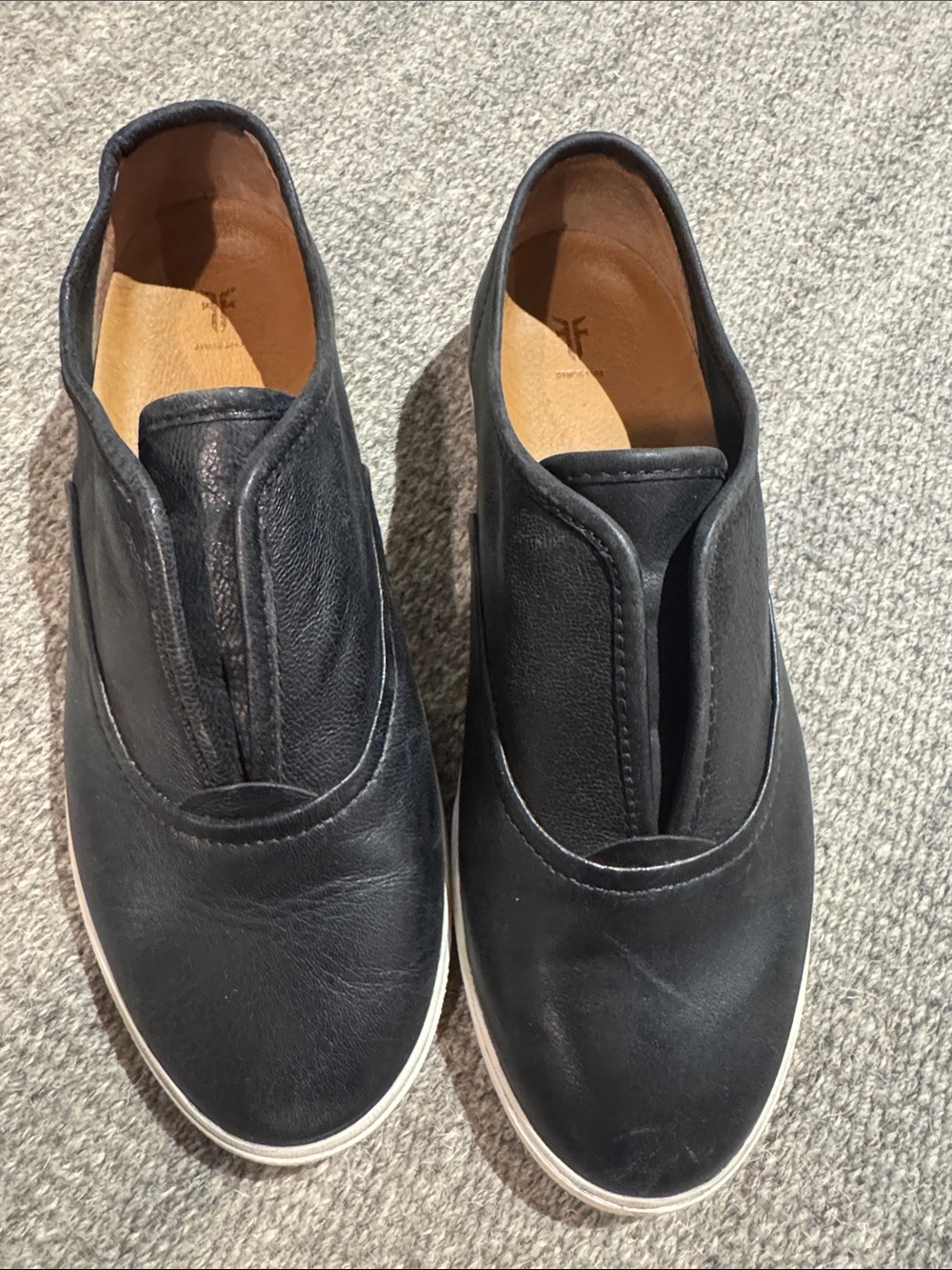 Frye Black Slip-On Leather Flats